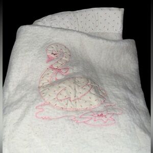 Vintage Swan Embroidered Blanket & Dress Set - White and Pink